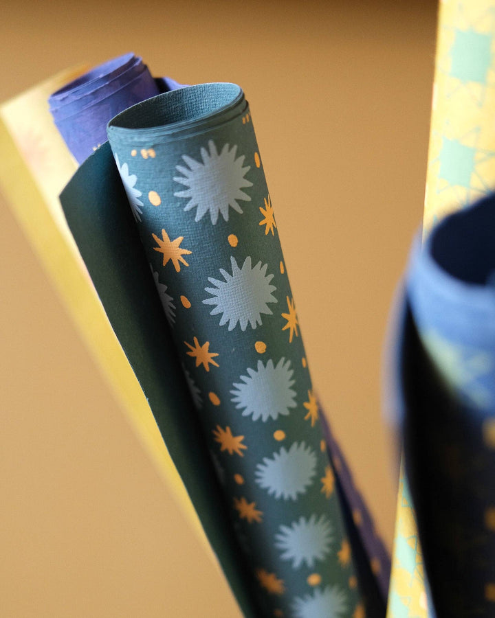 UK/EU: Teal Stars Wrapping Paper - Violet Elizabeth - Decor