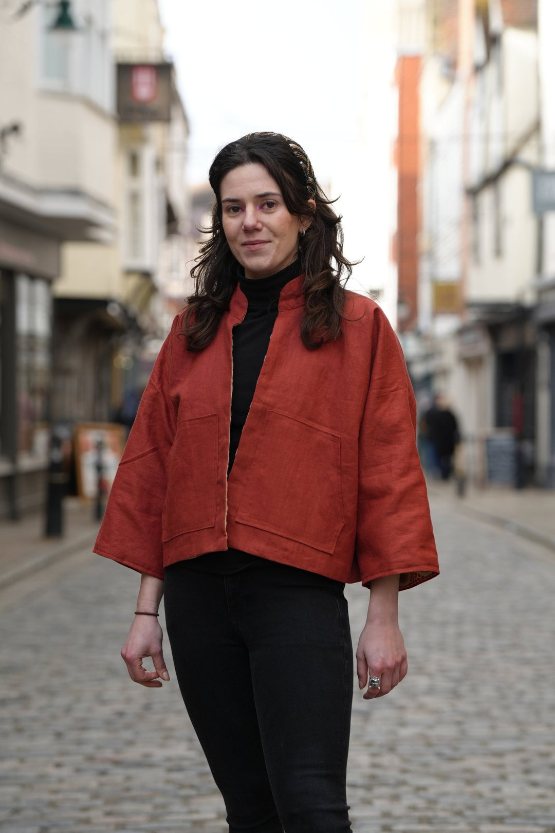 Warm Autumn Linen Jacket: Reversible - Violet Elizabeth - Clothing