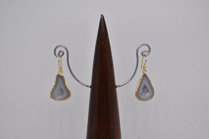 White Geode Druzy Earrings - Violet Elizabeth - Jewellery