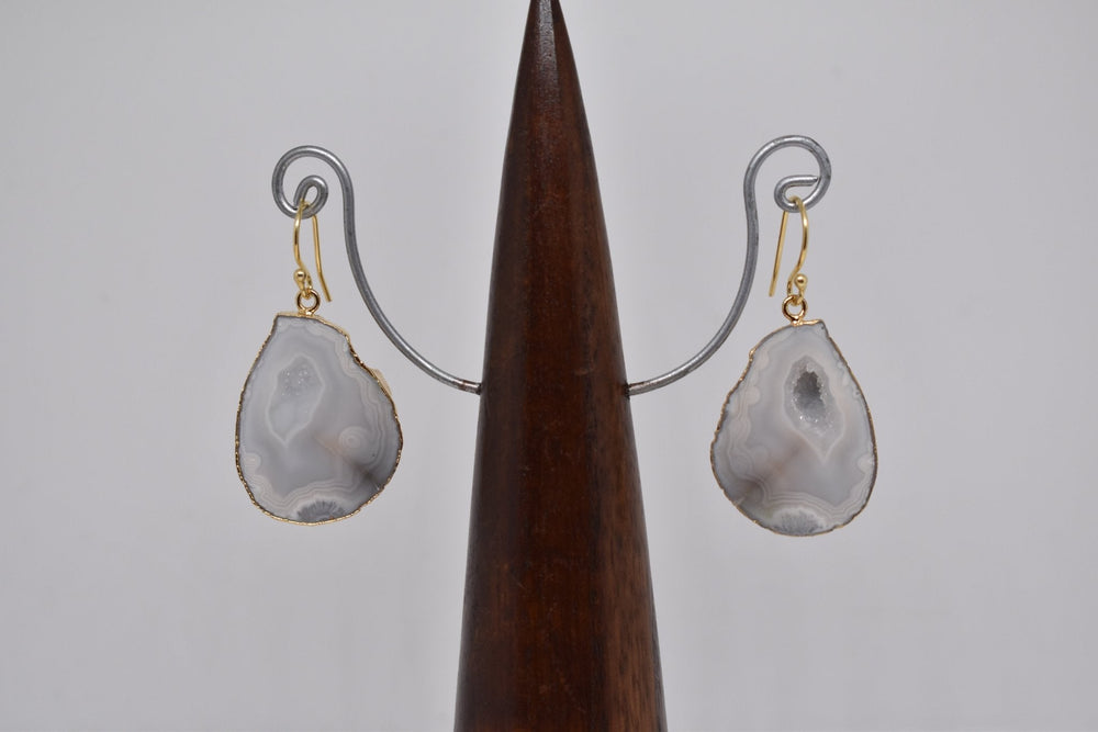 White Geode Druzy Earrings - Violet Elizabeth - Jewellery