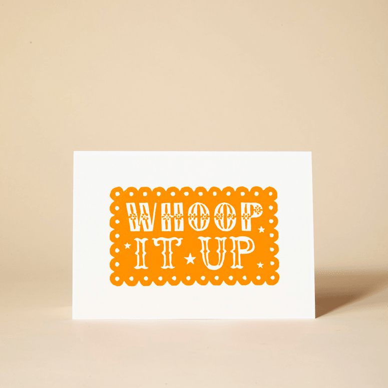 WHOOP IT UP Linocut Greeting Card - Violet Elizabeth - 