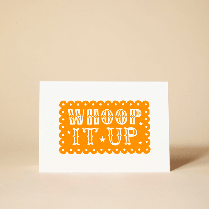 WHOOP IT UP Linocut Greeting Card - Violet Elizabeth - 