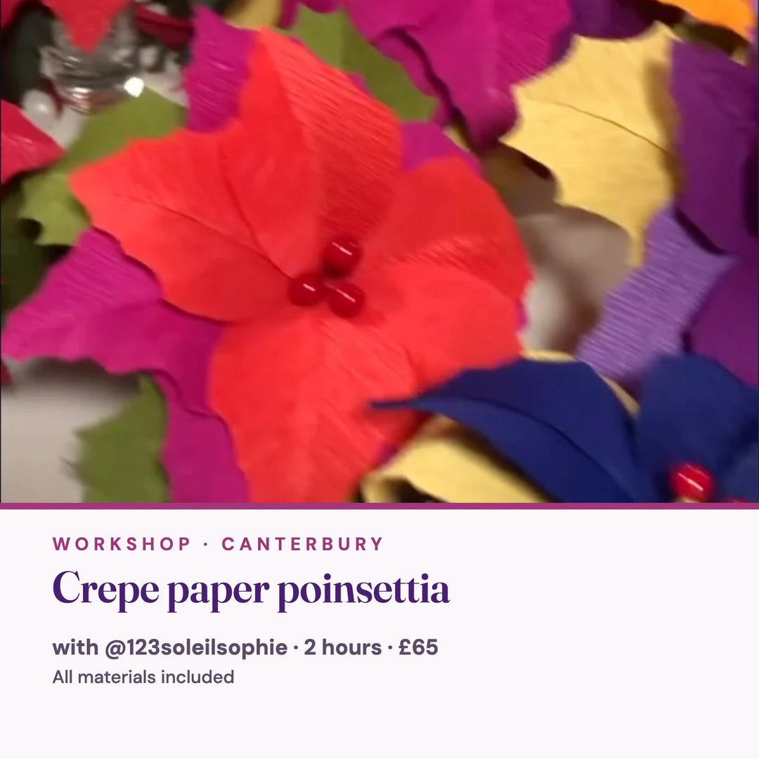 Crepe paper poinsettia workshop with @123soleilsophie, Violet Elizabeth Canterbury