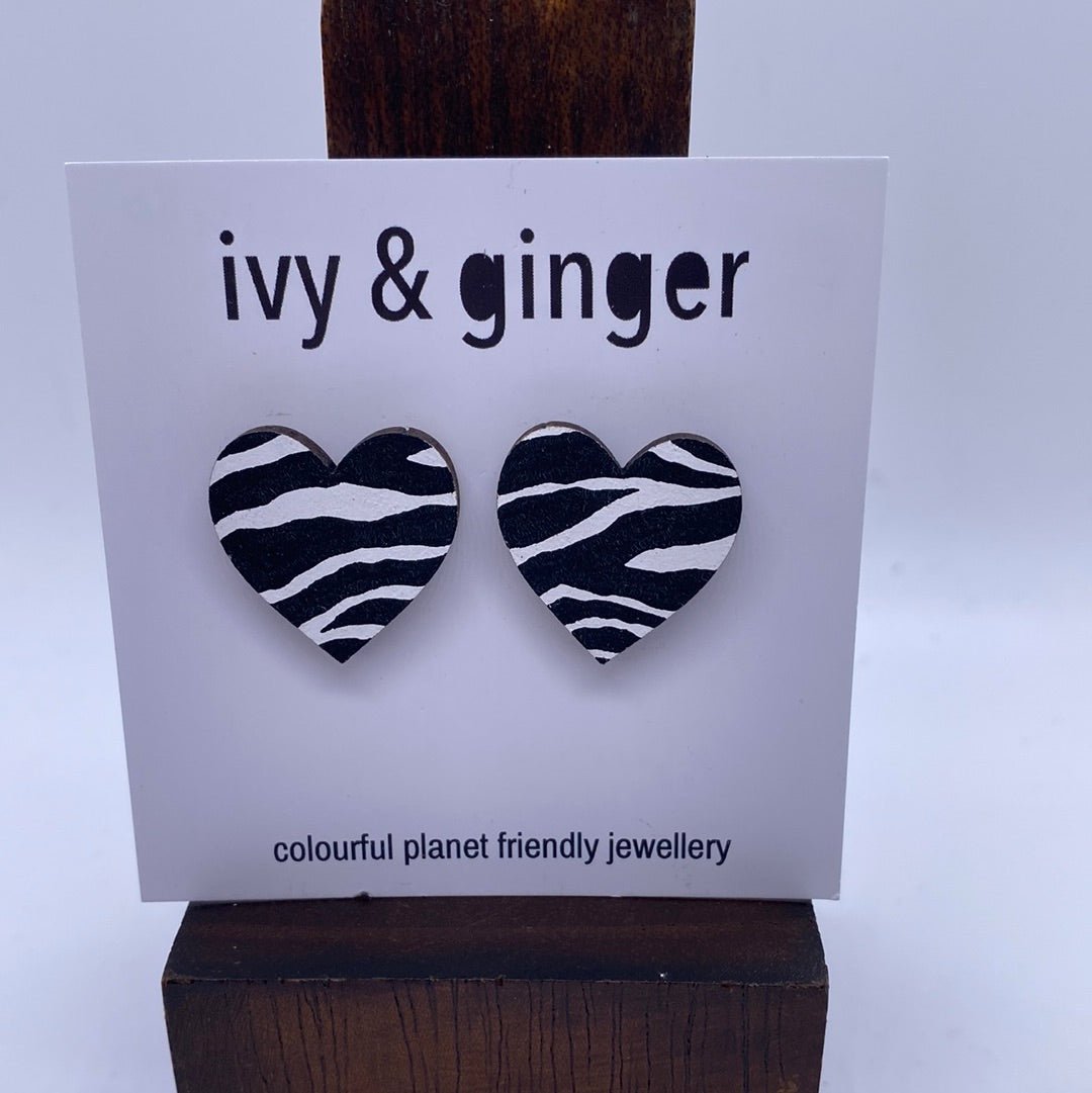 Zebra Black & White Studs: Large - Violet Elizabeth - Jewellery