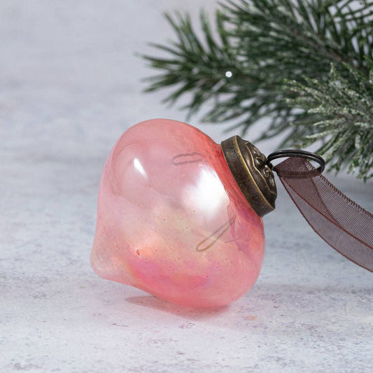3" Peach Luster Lantern Glass Ornament - Violet Elizabeth