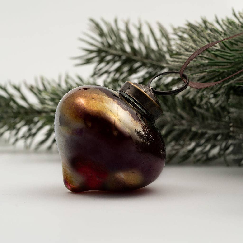 2" Medium Wine Luster Glass Lantern - Violet Elizabeth - Christmas Decorations