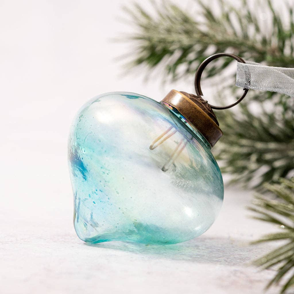 3" Large Mint Luster Glass Lantern Ornament - Violet Elizabeth - Christmas Decorations