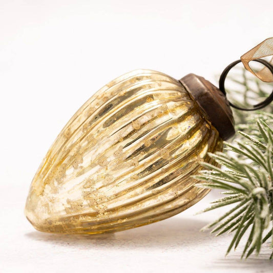 3" Large Gold Ribbed Glass Pinecone - Violet Elizabeth