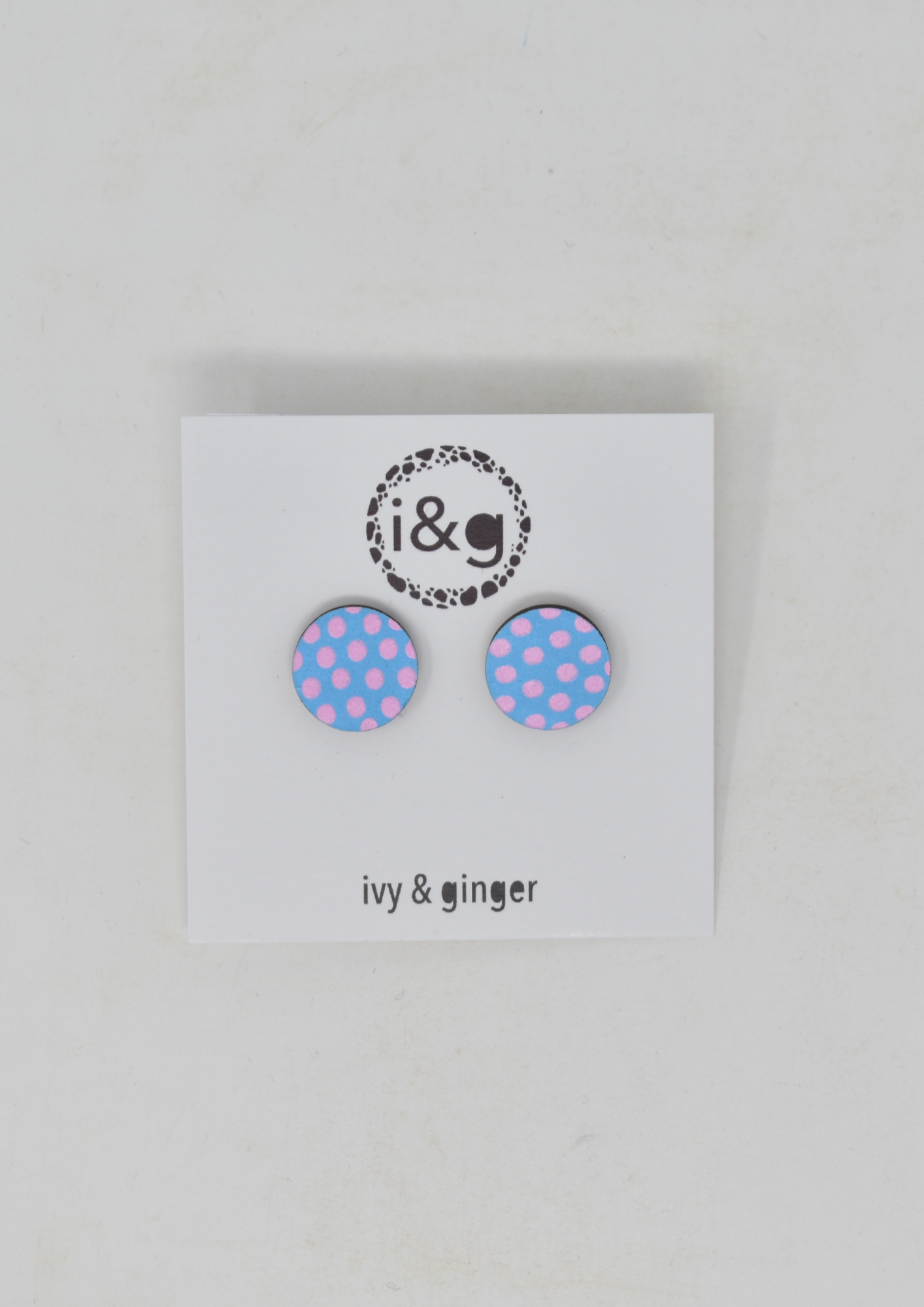 Pink on Blue Polka Midi Studs - Violet Elizabeth