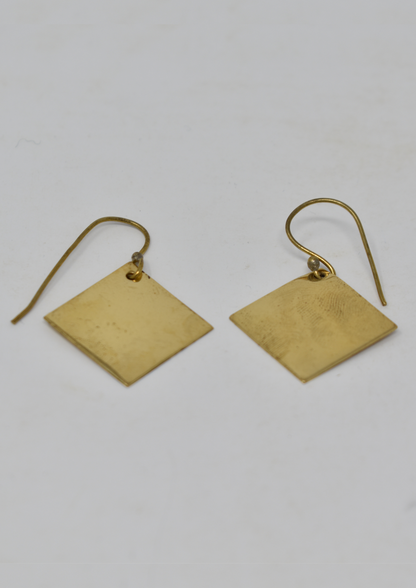 Plain diamond brass earring - Violet Elizabeth