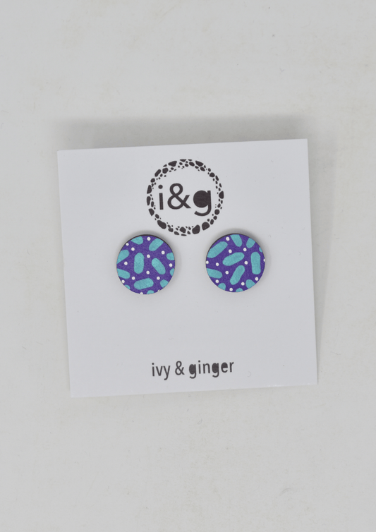 Aqua Dash Retro Midi Studs - Violet Elizabeth - Jewellery