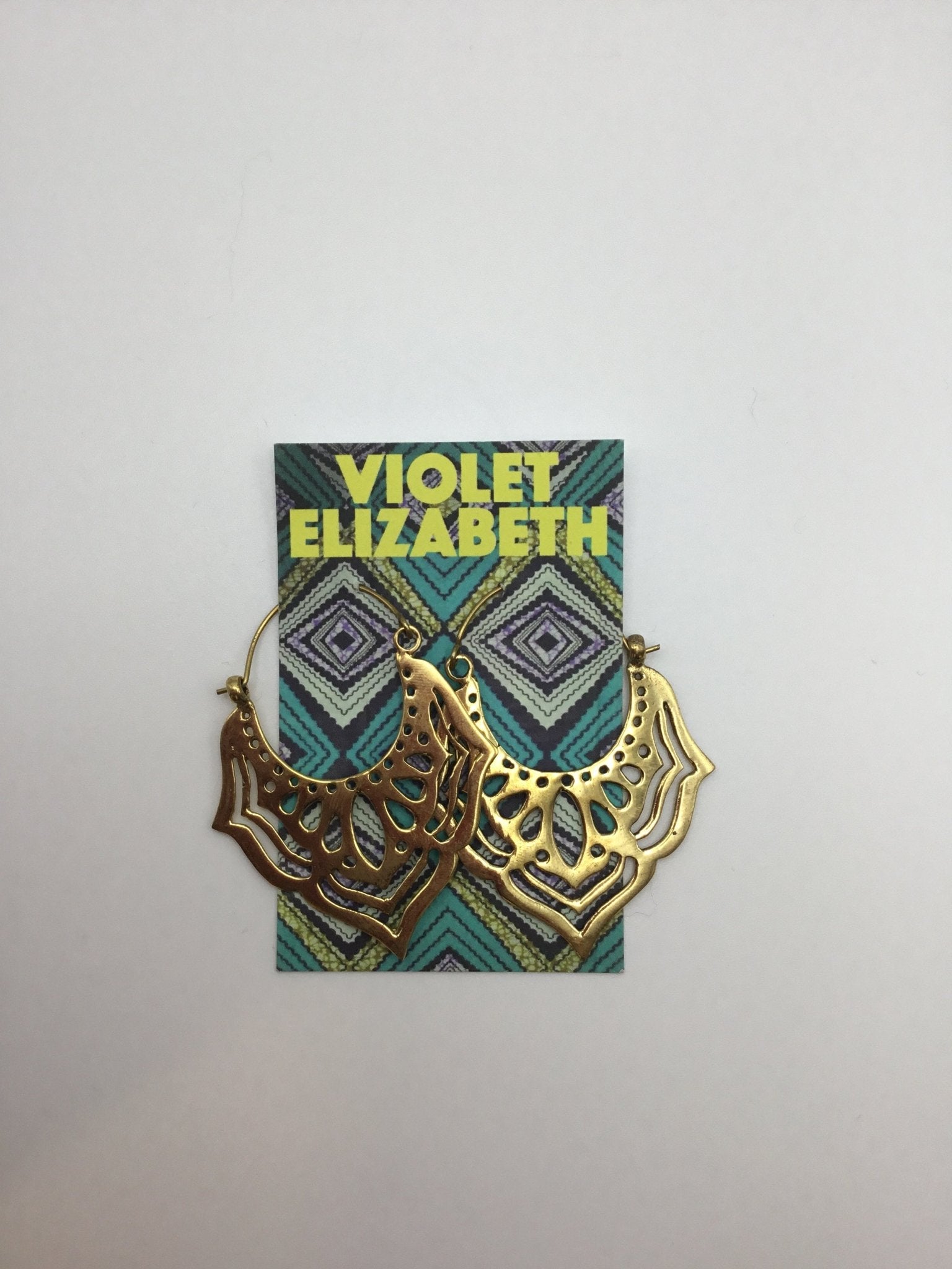 Big brass leaf earrings - Violet Elizabeth - Jewellery