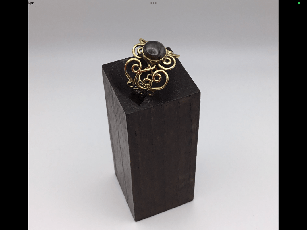 Bohemian Brass Scroll ring: Various Stones - Violet Elizabeth - Jewellery