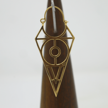 Brass arrow/triangle circular centre earring - Violet Elizabeth - Jewellery