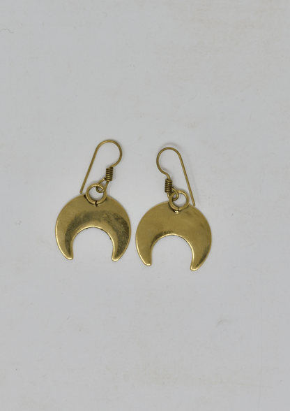 Dancing moon earrings: Brass and Silver Plated Brass - Violet Elizabeth - Jewellery
