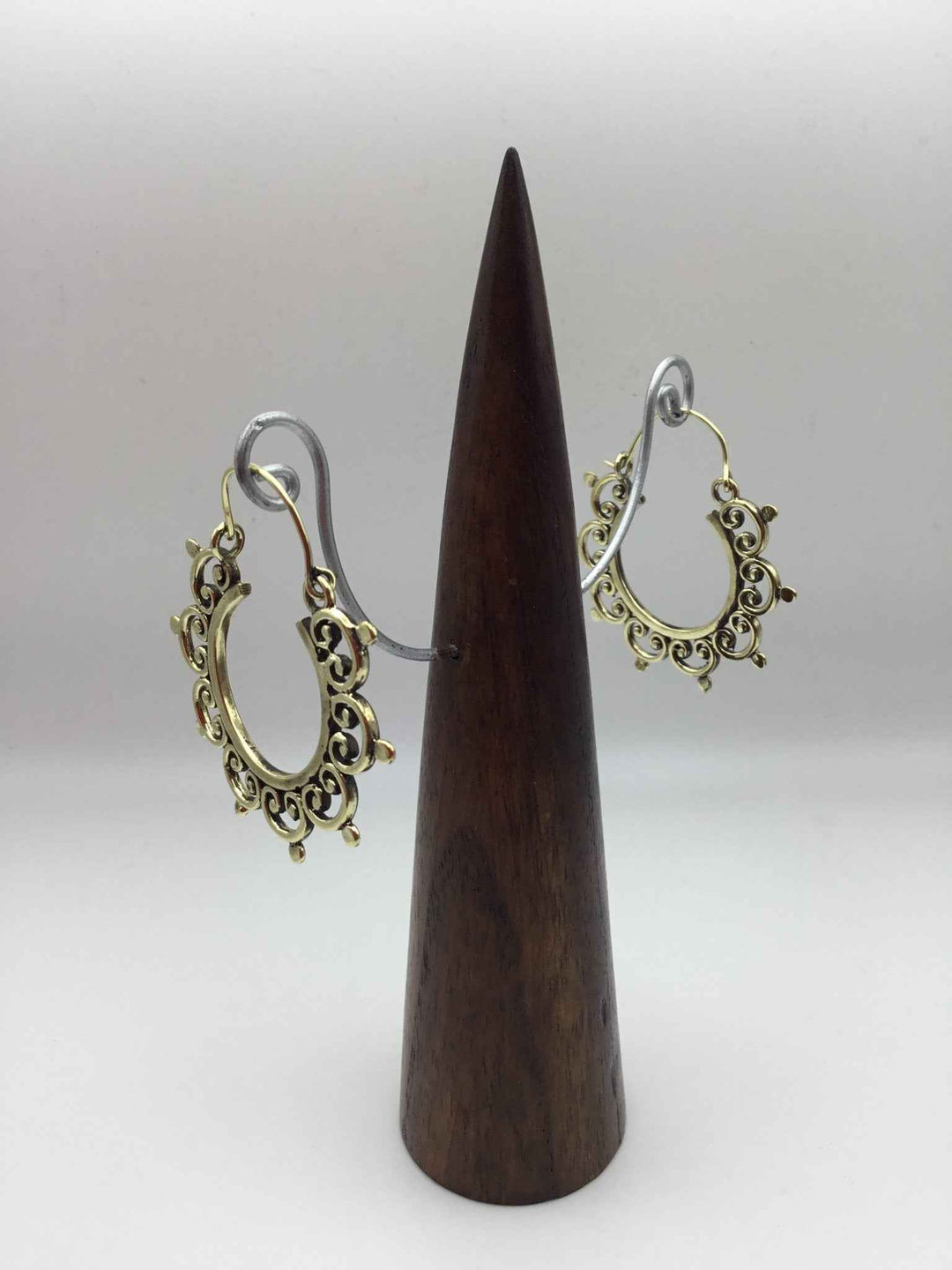 Heart Motif Brass Earrings