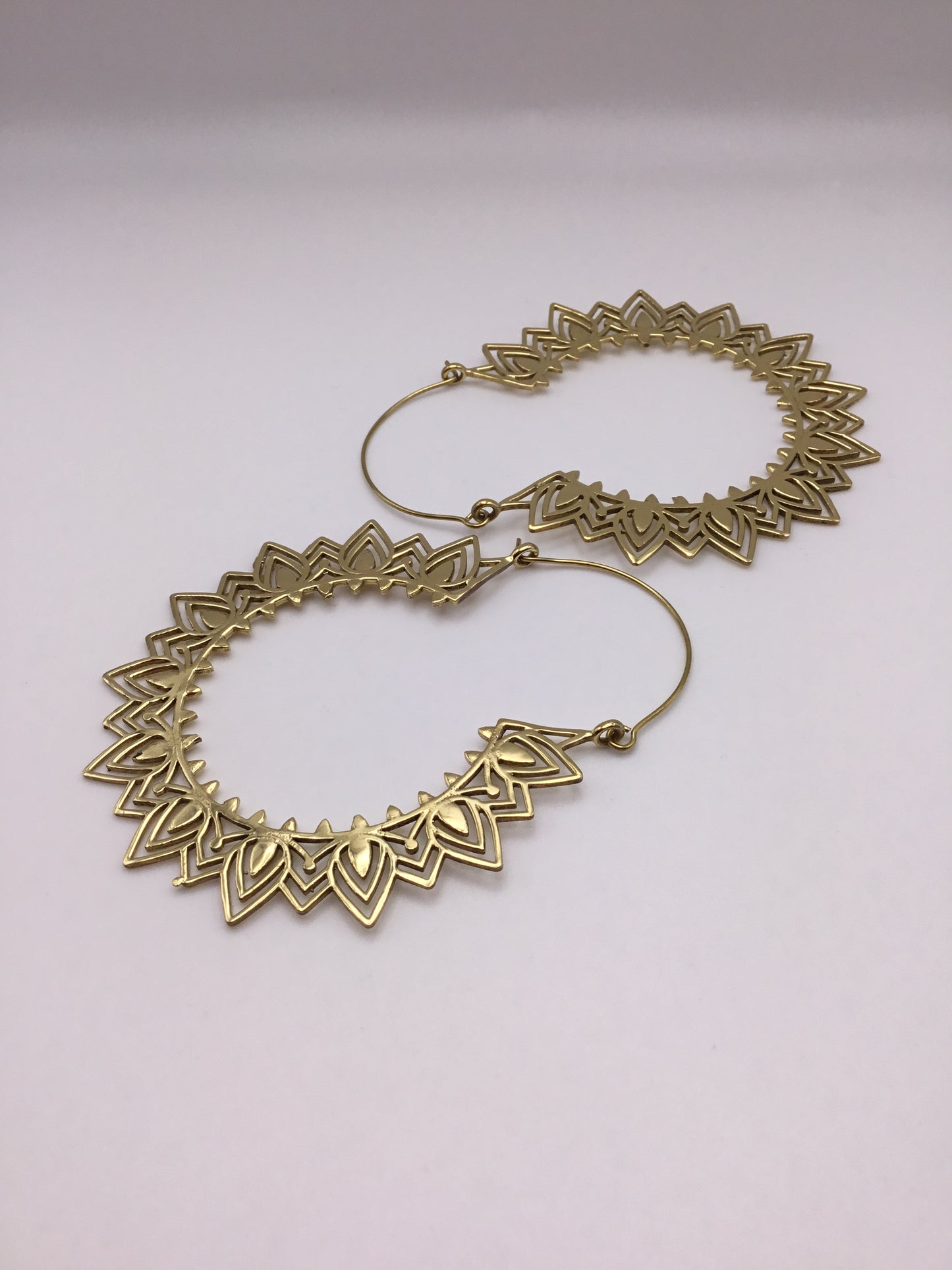 Lotus Chandelier earrings: Brass and Silver Plated Brass. - Violet Elizabeth