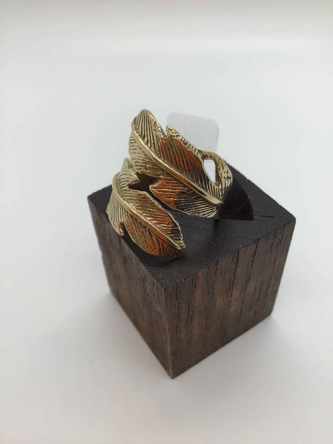 Enveloped Feather Ring In Both Brass And Silver