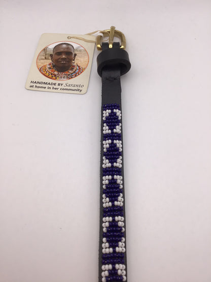 Kenyan Hand Beaded Belt - Narrow - Violet Elizabeth