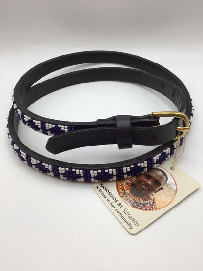 Kenyan Hand Beaded Belt - Narrow - Violet Elizabeth