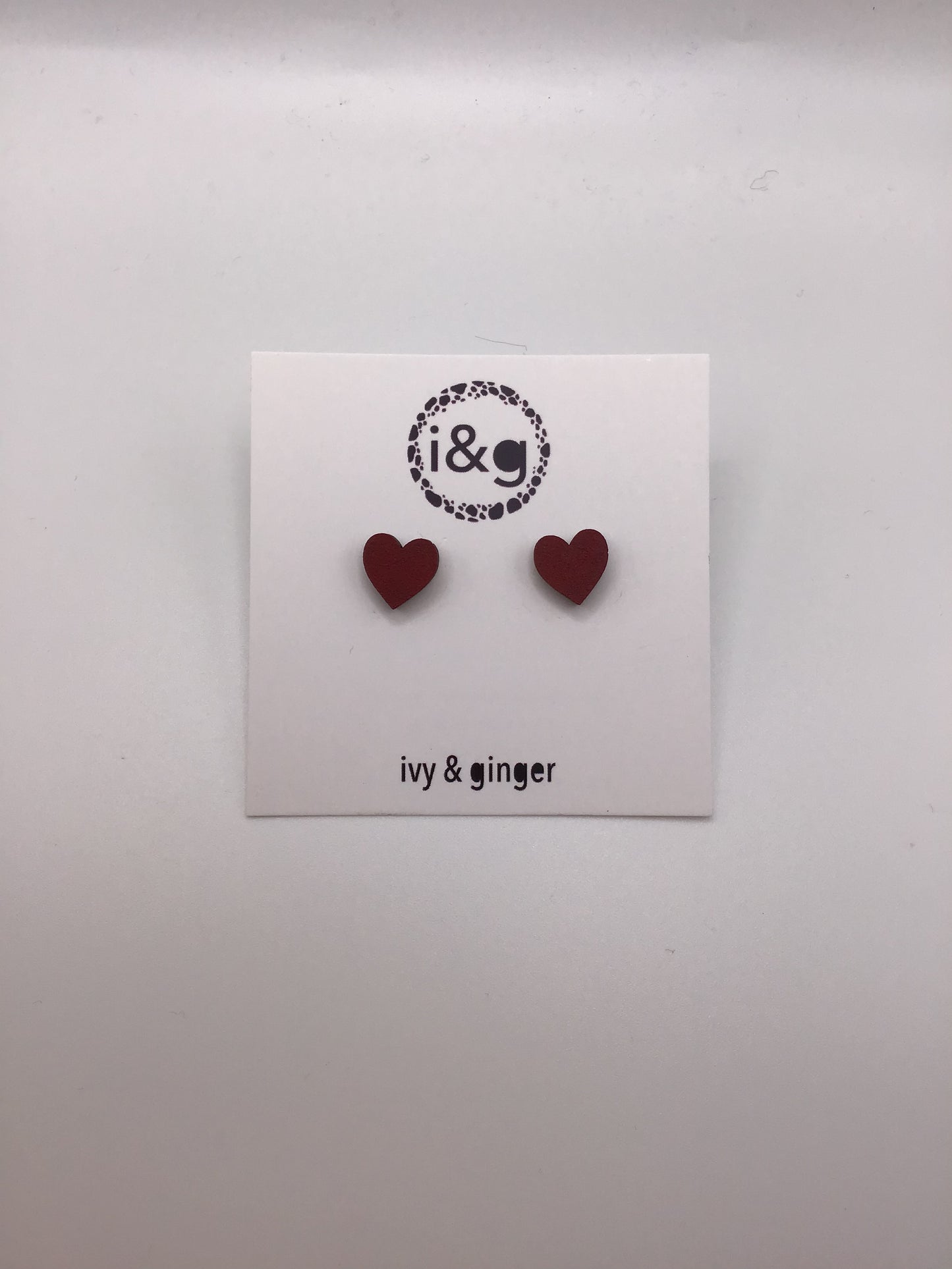 Deep Red Heart Studs: Mini - Violet Elizabeth