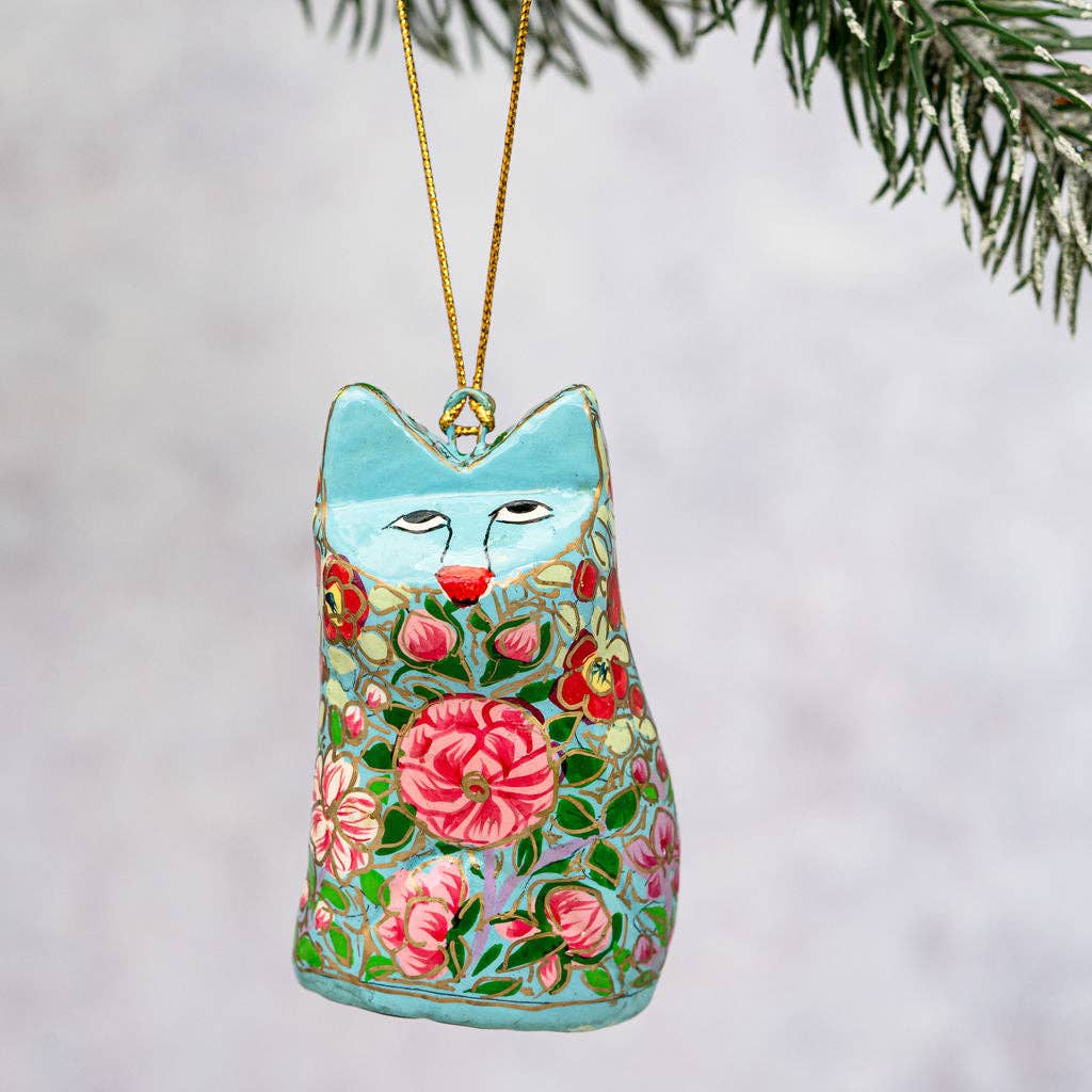 Indian 11 Floral Hanging Cat Ornament - Violet Elizabeth - Christmas Decorations