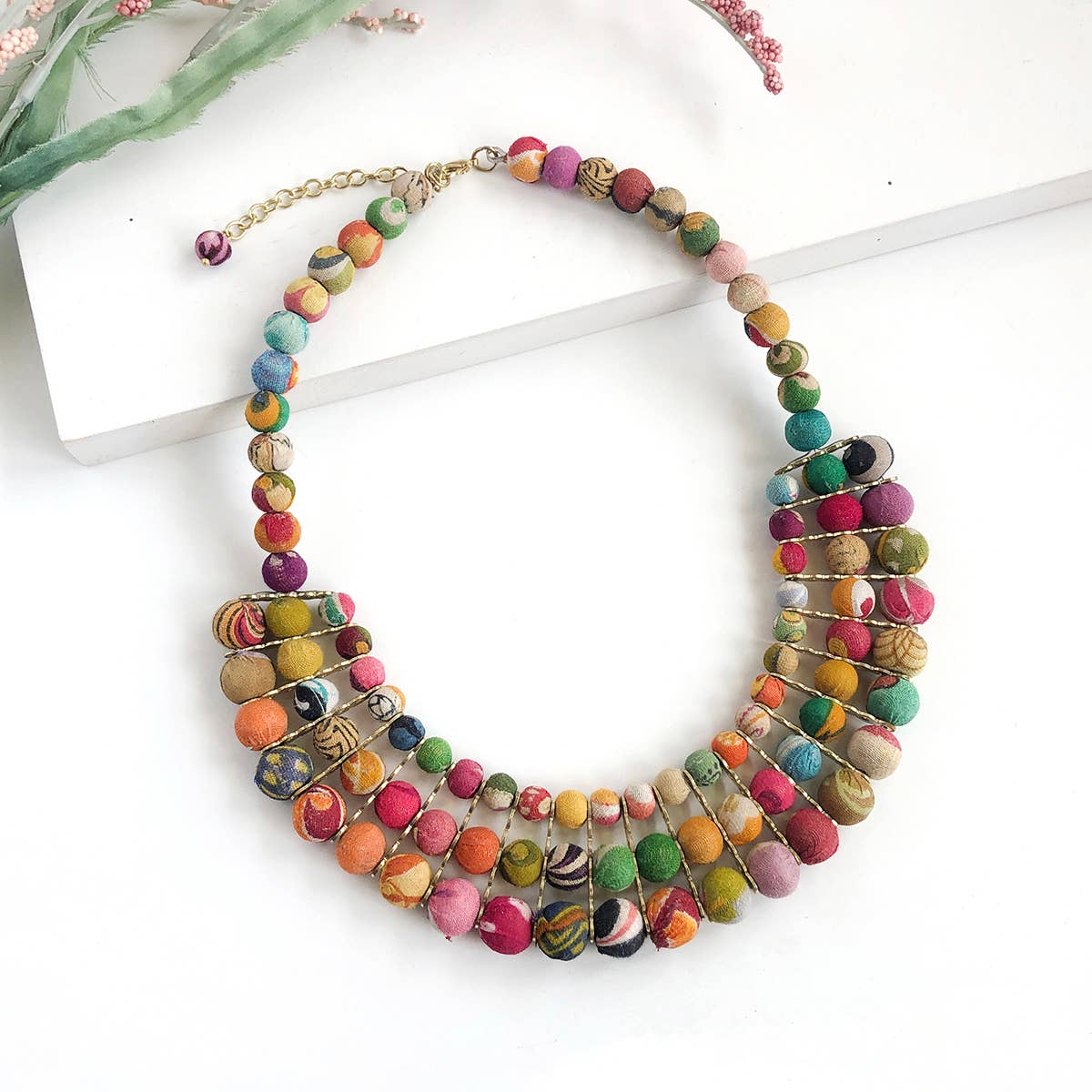 Kantha Gilded Collar Necklace - Violet Elizabeth - Jewellery