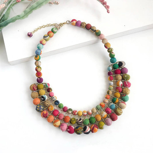Kantha Gilded Collar Necklace - Violet Elizabeth - Jewellery