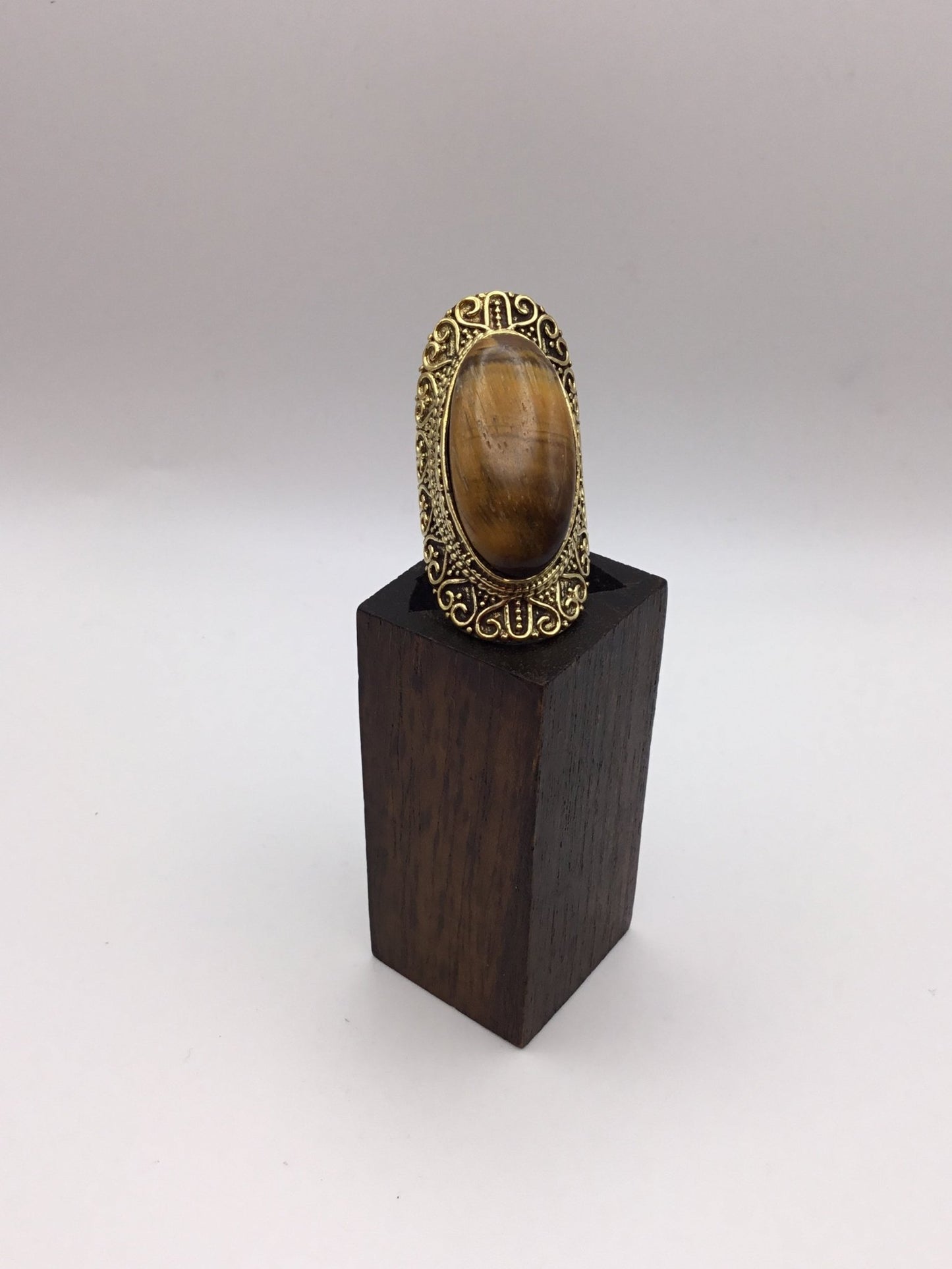 Large Heart Surround Brass Ring: Various Stones - Violet Elizabeth - Jewellery