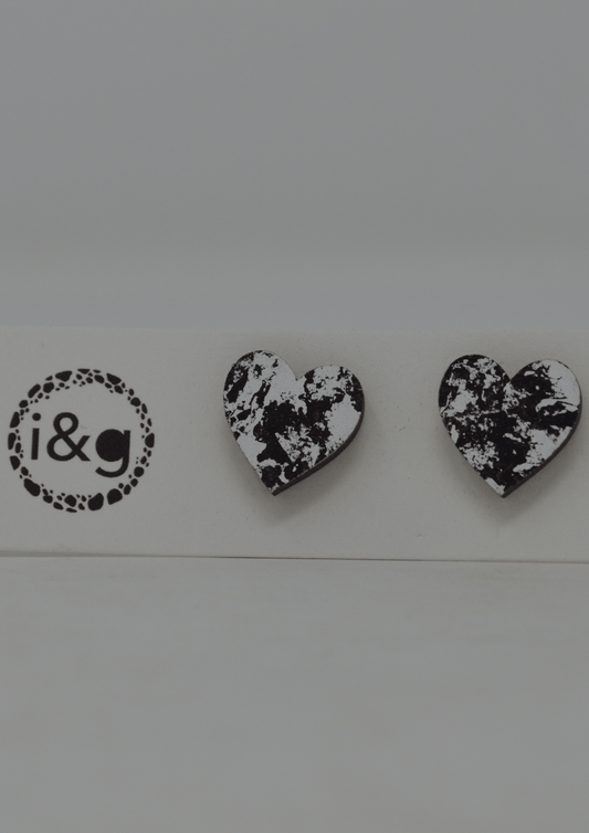 Mini Black & White Marble Hearts - Violet Elizabeth - Jewellery
