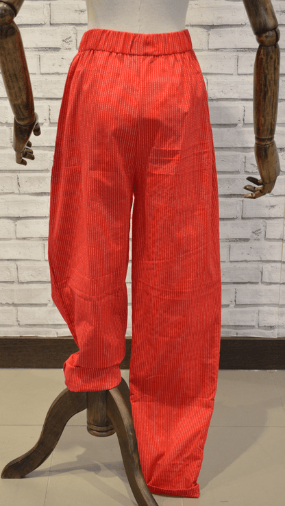 Red and white kantha stitch style stripe - Violet Elizabeth - Clothing