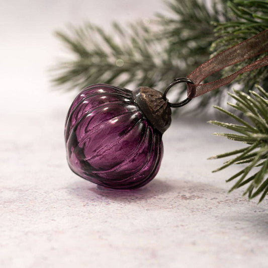 Small 1" Mulberry Luster Glass Lanterns - Violet Elizabeth - Christmas Decorations