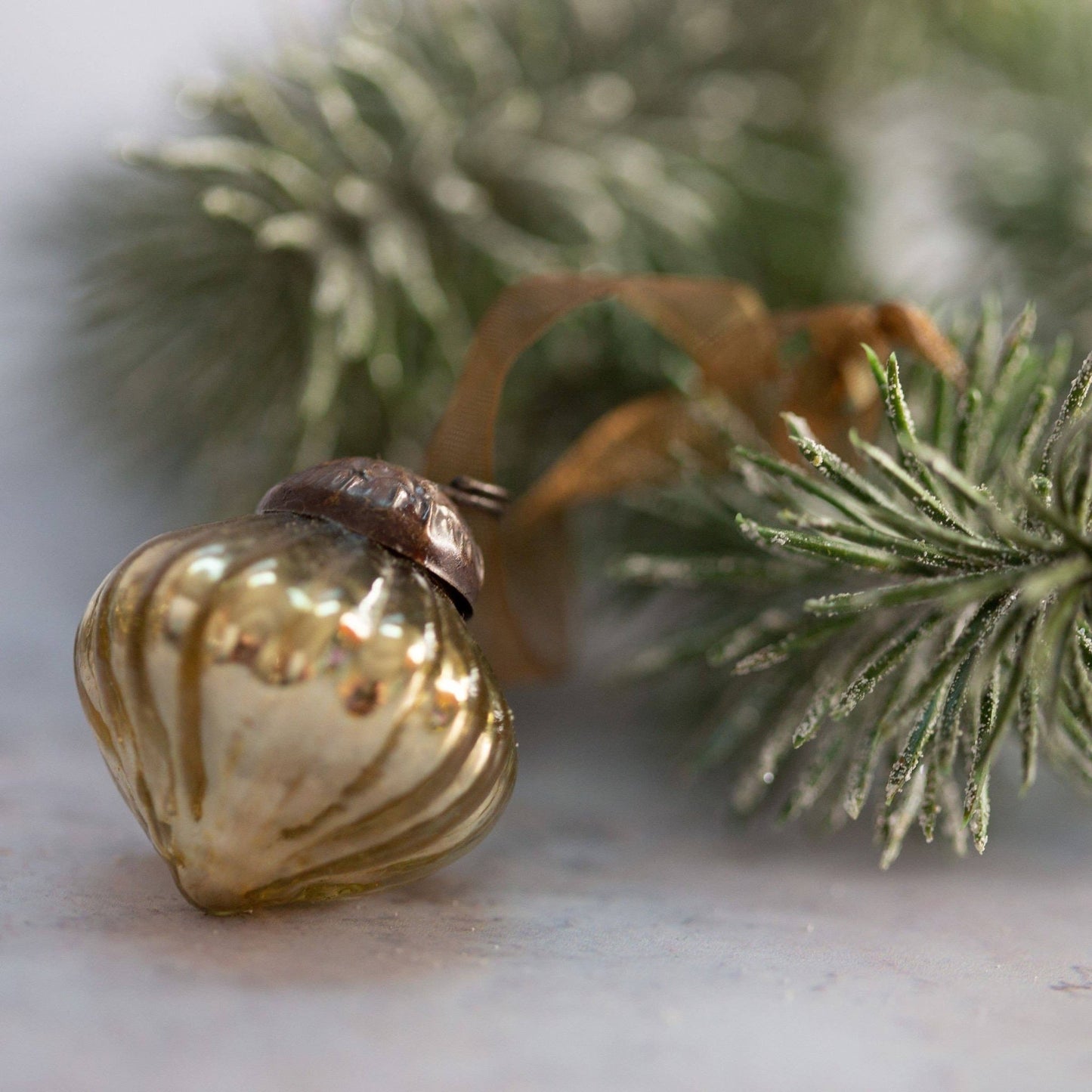 Small Gold 1" Crackle Glass Lanterns - Violet Elizabeth - Christmas Decorations