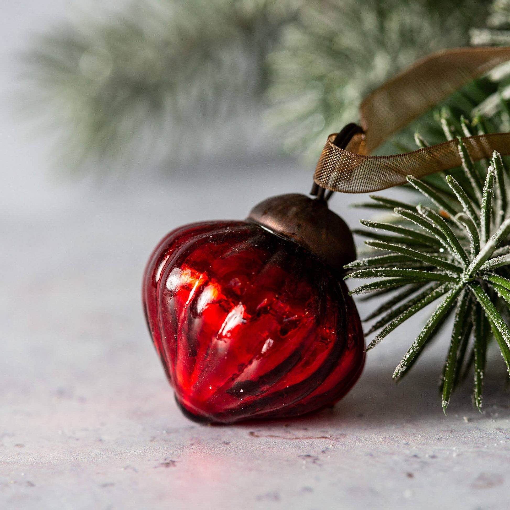 Small red 1" Crackle Glass Lanterns - Violet Elizabeth - Christmas Decorations