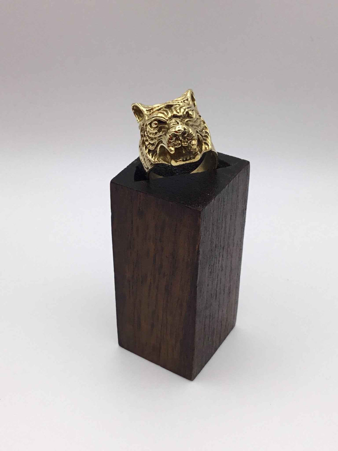 Tiger Head Ring: Brass And Silver Plated Brass