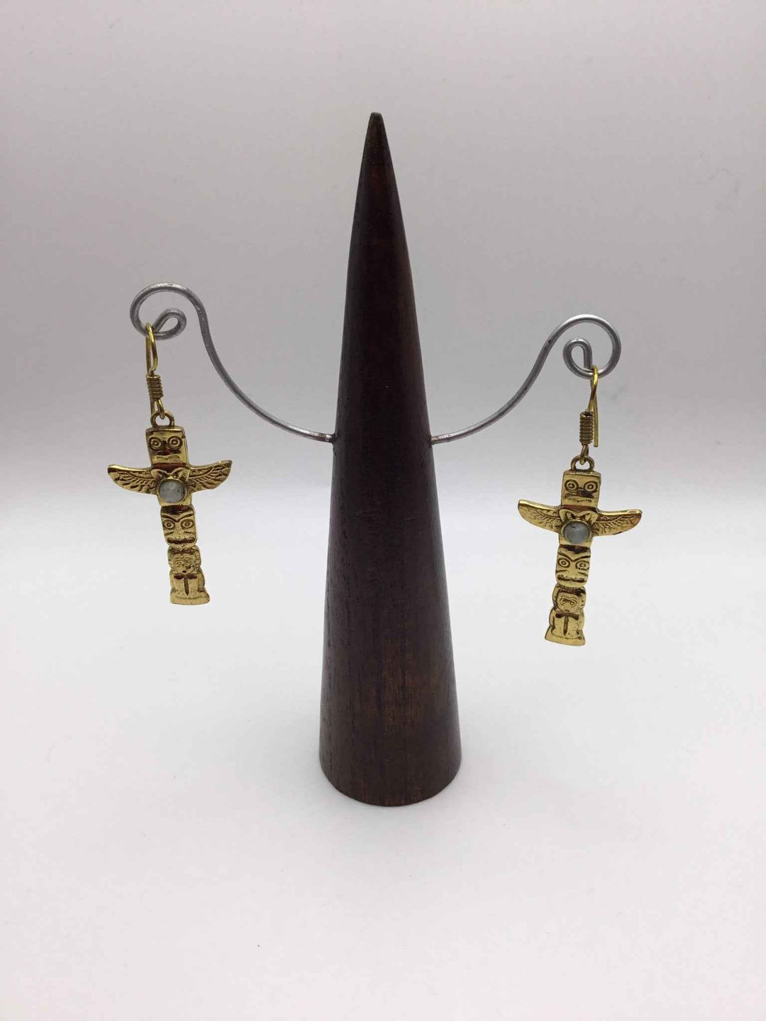 Totem Pole Brass Earrings