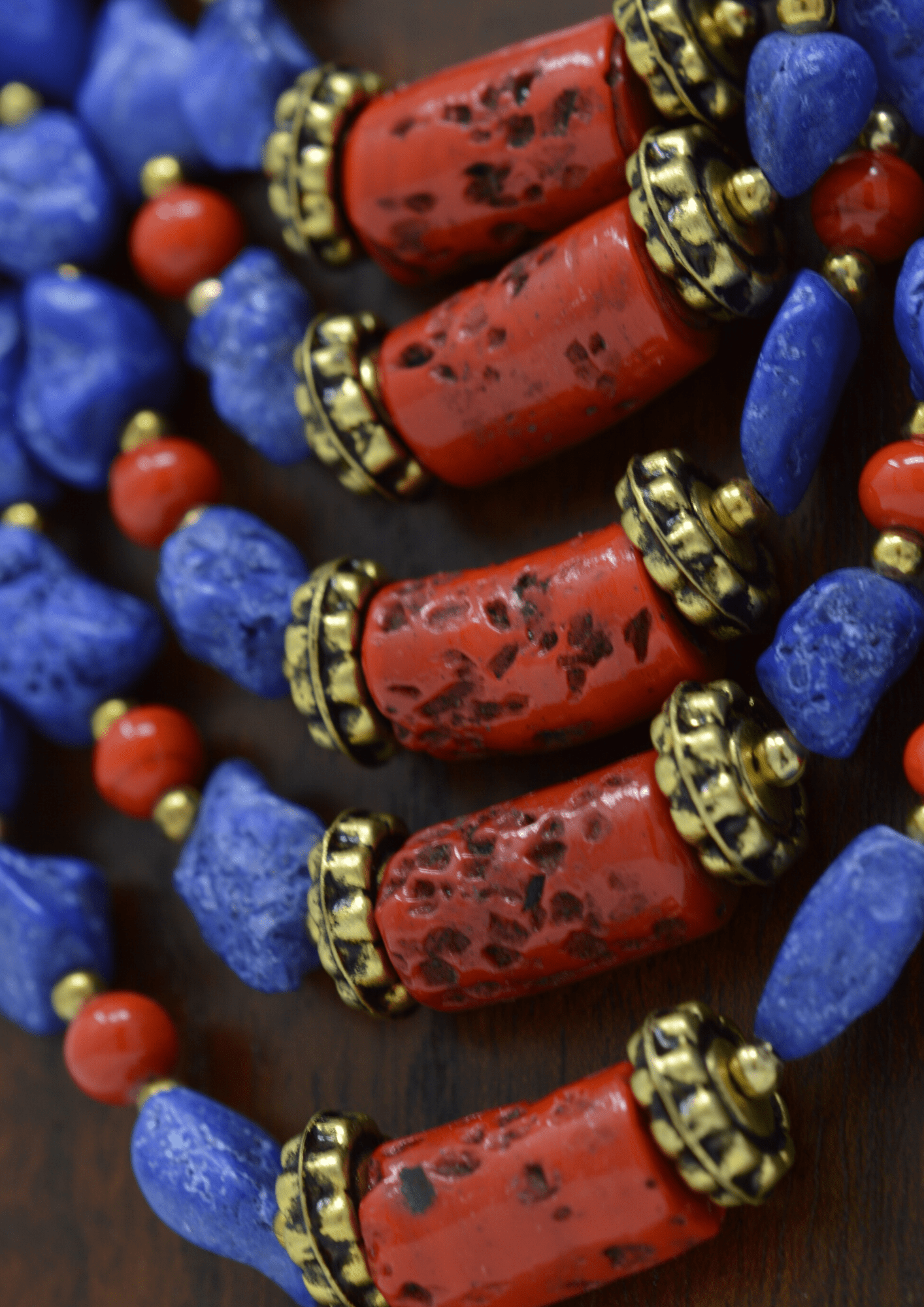 Traditional blue nepalese ornate necklace - Violet Elizabeth - 