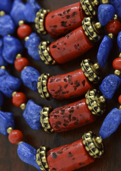 Traditional blue nepalese ornate necklace - Violet Elizabeth - 