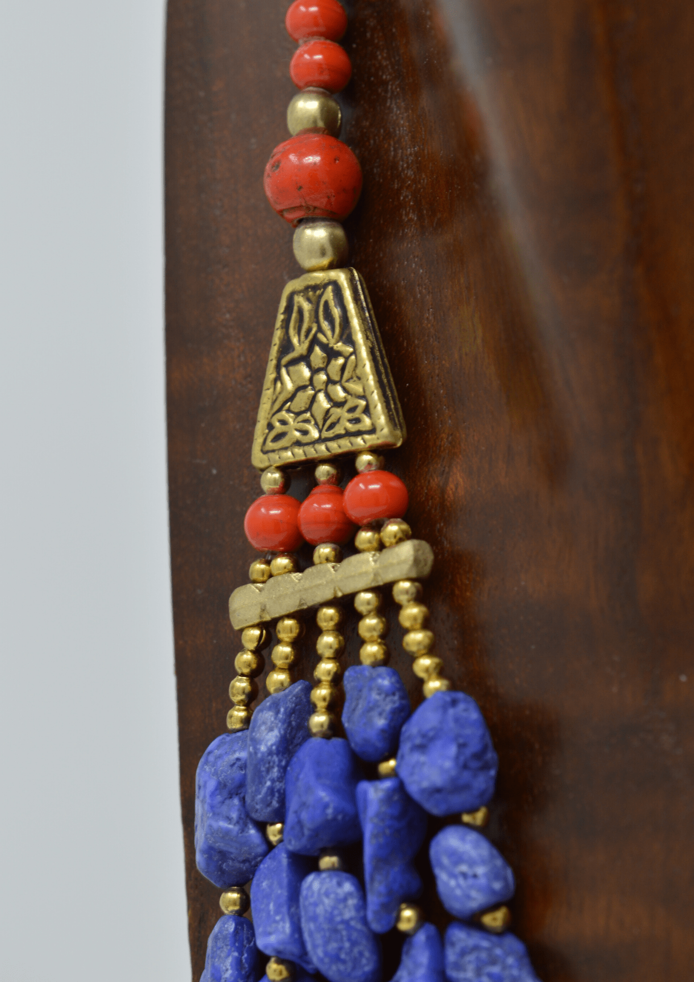Traditional blue nepalese ornate necklace - Violet Elizabeth - 