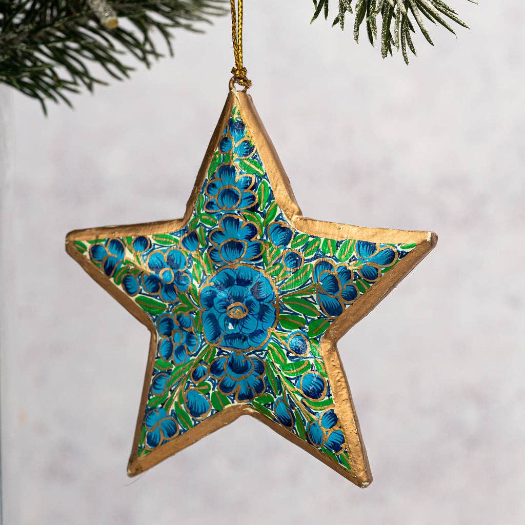 Turq & Green 3D Hanging Star - Violet Elizabeth - Christmas Decorations
