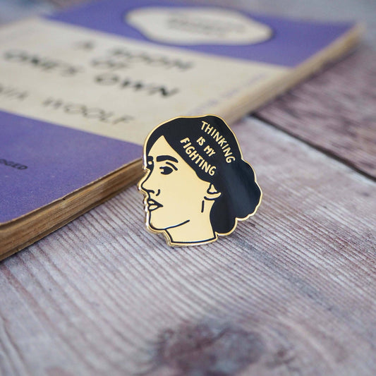 Virginia Woolf - Book Lover Gold Enamel Pin Badge - Violet Elizabeth - Badge