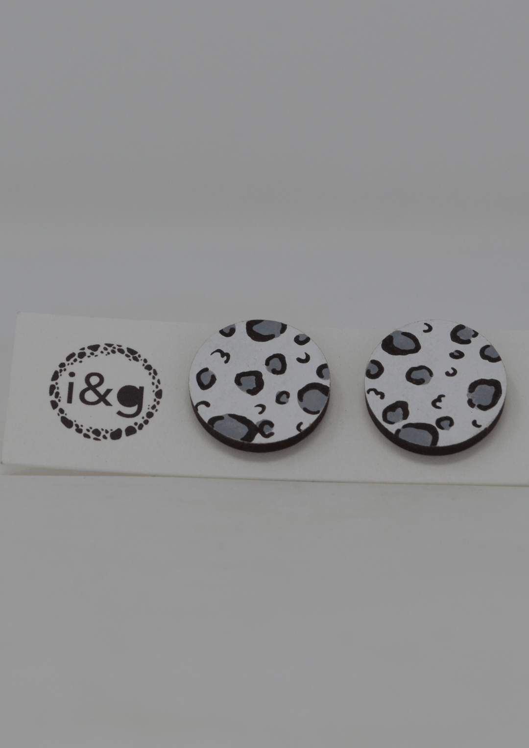 White & Silver Leopard Studs: Large - Violet Elizabeth - Jewellery